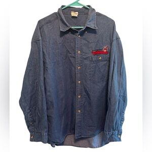 Vintage Cleveland Indians Embroidered Denim Button Up Shitt